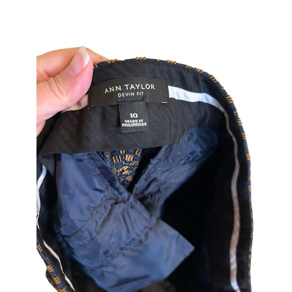 Ann Taylor Devin Fit Geo Jacquard Straight Ankle Pants Trousers Textured Sz 10 - Picture 6 of 7